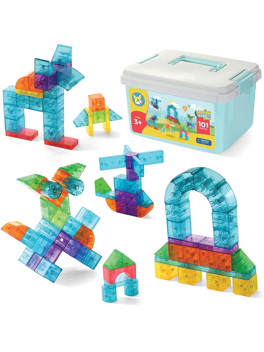 Play Brainy 101 Piece Magnetic Cubes 3D Building Set Stem Educational Montessori